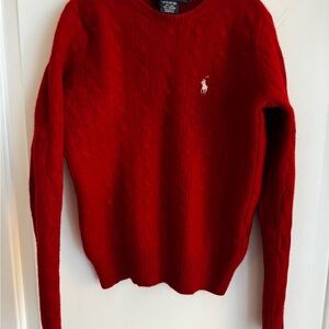 Ralph Lauren Youth Red Cable Knit Wool/Cashmere Sweater